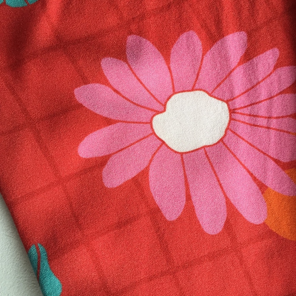Red Floral Open Front Cover Up Duster Size PP (0-2) - Picture 7 of 8